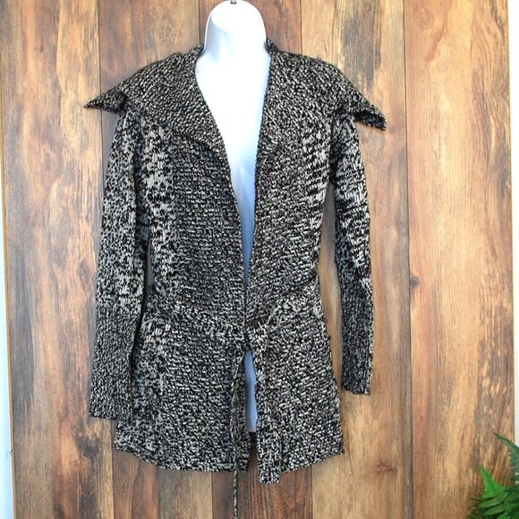 GAP Women's Black/White Wool & Cotton Belt Wrapped Cardigan M - Picture 1 of 3
